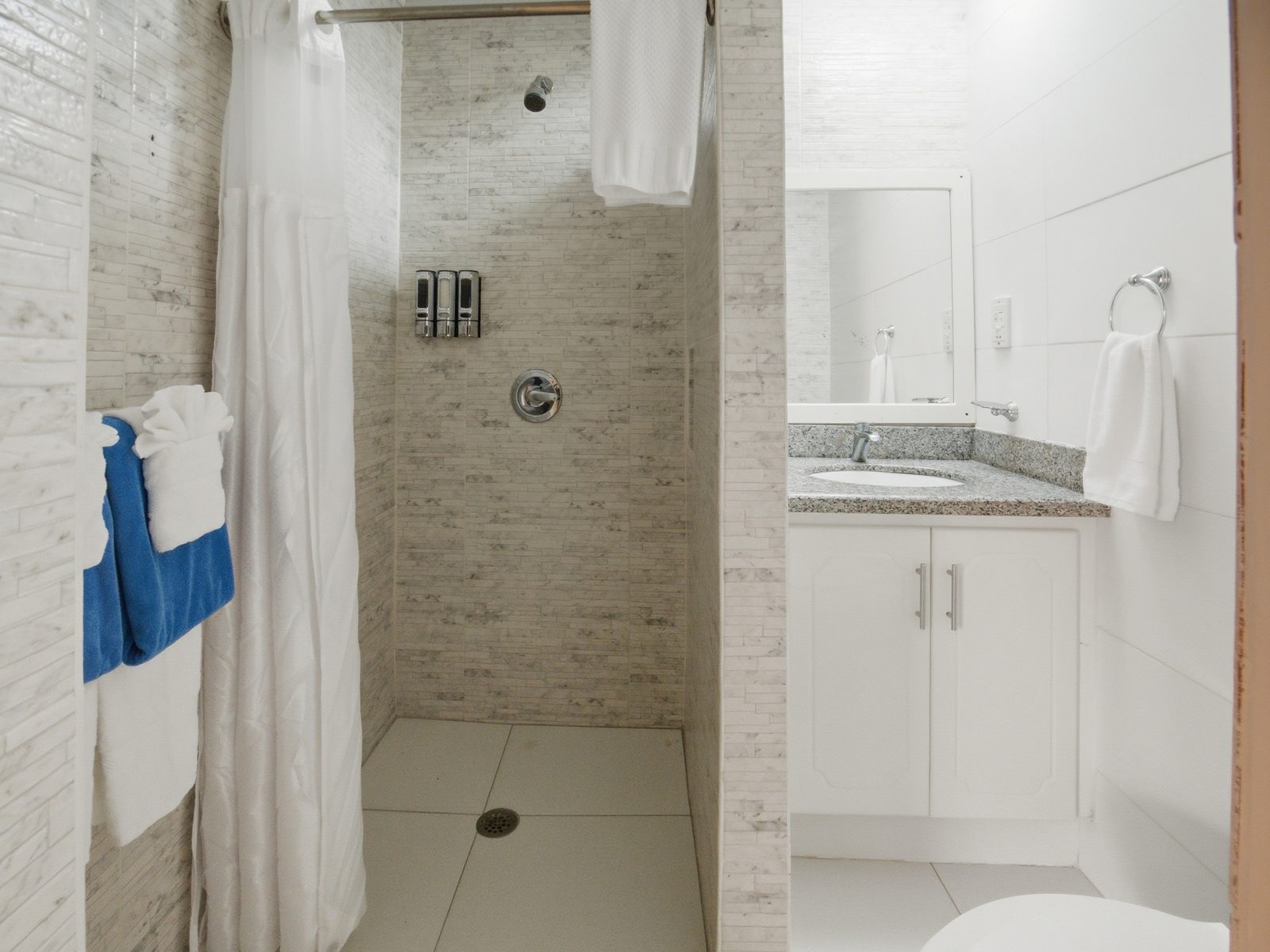 Two Bedroom walk-in shower and vanity